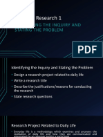 Practical Research 1: Identifying The Inquiry and Stating The Problem