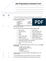 School Earthquake Preparedness Evaluation Form