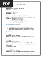 Curriculum Vitae Personal Details: Education and Qualifications