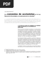 Salas Convenios de Accionistas en La LGS y La Autonomía de La Voluntad