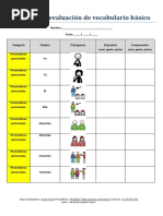 Registro de Evaluacion de Vocabulario Basico Con Pictogramas