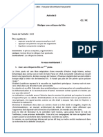 Comprendre Et Rédiger Une Critique de Cinéma PDF