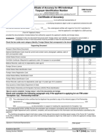 Certificate of Accuracy For IRS Individual Taxpayer Identification Number