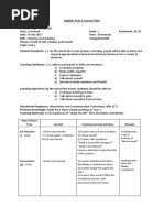 English Year 2 Lesson Plan: Steps / Phase Time Content Teaching Learning Activities Remarks Set Induction