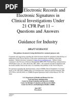 FDA DRAFT Guidance - Use of Electronic Records and Electronic Signatures in Clinical Investigations Under 21 CFR Part 11 - Q&A