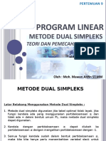 Teknik Riset Operasi I Dual Simpleks - Pertemuan 9