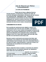 Demanda de Divorcio Por Mutuo Consentimiento