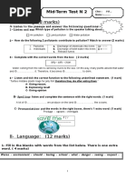 I-Listening: (8 Marks) : Mid-Term Test N 2