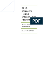 2016 Women's Health Written Case Presentation: Monash University Malaysia, CSJB Student ID: 23768037