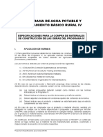 Especificaciones para La Compra de Materiales de Construcción de Las Obras Del Programa IV