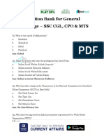 Question Bank For General Knowledge - SSC CGL CPO MTS PDF