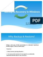 Backup & Recovery in Windows: By: Jabvtl