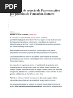 28 Planes de Negocio de Puno Compiten Por Premios de Fundación Romero