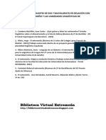 Trabajos de Estudiantes de Eso y Bachillerato en Relación Con El Dialecto Extremeño y Las Variedades Lingüísticas de Extremadura