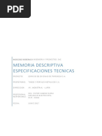 Memoria y Especificaciones Mecanicas Obra