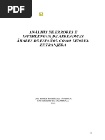 Análisis de Errores e Interlengua de Aprendices Árabes de Español Como Lengua Extranjera