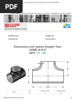 Dimensions and Dimensional Tolerances of Straight Tees, NPS 1 - 2 To NPS 48, ASME B16