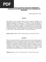 7 - A Importância Da Didática Enquanto Ferramenta Pedagógica Na Prática Educativa e Na Formação Do Educador