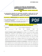 Cancelación de Patrimonio Familiar Adjudicado Inmuebles Adjudicados Por El Estado