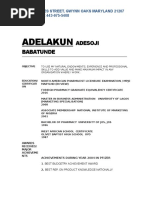 Adelakun Adesoji Babatunde Resume