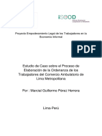 Estudio de Caso Sobre El Proceso de Elaboración de La Ordenanza de Los Trabajadores Del Comercio Ambulatorio de Lima Metropolitana