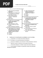 Prueba de Ciencias Naturales