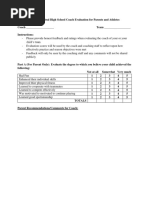 Coach Evaluation Form