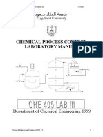 Chemical Process Control Laboratory Manual: Department of Chemical Engineering 1999