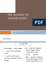 Tips On How To Answer Paper 1: English Language 014/1