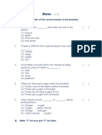 Matter: A. Write The Number of The Correct Answer in The Brackets