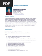 Mechanical Technician CV - Qutubuddin