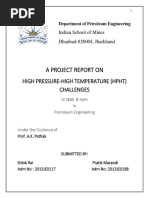 A Project Report On: High Pressure-High Temperature (HPHT) Challenges