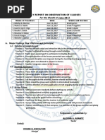 Monthly Report On Observation