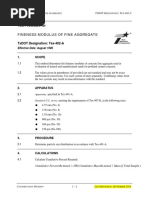 Fineness Modulus of Fine Aggregate: Test Procedure For