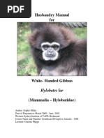 Husbandry Manual For White Handed Gibbon