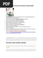 Cuáles Son Las Funciones Del Asistente de Odontología