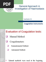 General Approach in Investigation of Haemostasis: Coagulation Instruments