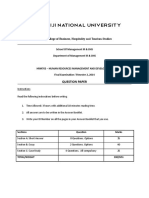 College of Business, Hospitality and Tourism Studies: Question Paper