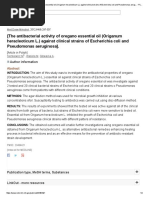 (The Antibacterial Activity of Oregano Essential Oil (Origanum Heracleoticum L.) Against Clinical Strains of Escherichia Coli and Pseudomonas Aerug..