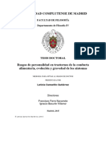 Tesis Doctoral Rasgos de Personalidad en Trastornos de La Conducta Alimentaria, Evolución y Gravedad de Los Síntomas