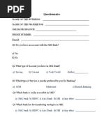 BANK SERVICES Questionnaire