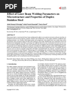 Effect of Laser Beam Welding Parameters On Microstructure and Properties of Duplex Stainless Steel