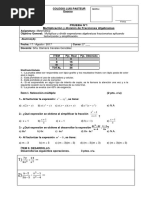 Prueba Multiplicación y División de Fracciones Algebraicas