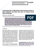 Characterization of Malt Barley Based Farming System in Bale Highlands and West Arsi Zone of Oromia, South Eastern Ethiopia