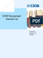 CIOB Recognised Awards List: A Guide For Students and Colleges