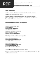 Active Passive Voice Tensewise Rules