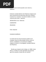 El Poder de La Mente Puede Curar Cáncer y Diabetes