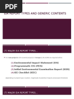 EIA Report Types and Generic Contents