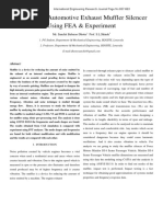 Analysis of Automotive Exhaust Muffler Silencer Using FEA & Experiment