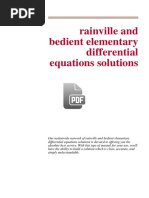 Rainville and Bedient Elementary Differential Equations Solutions